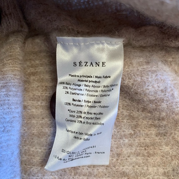 NWT Sezane Othello Sweater Cardigan Gilet $160 Light Beige XS X-Small - Picture 6 of 6